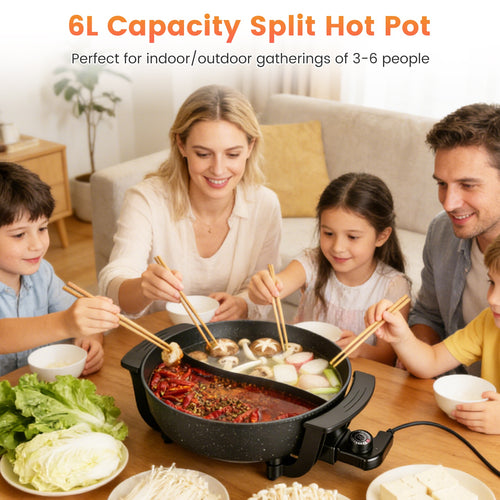 6L dual-flavour electric hot pot with divider