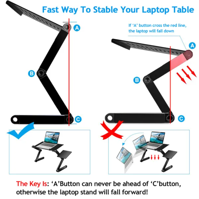 Folding laptop desk with aluminium tray and mouse board