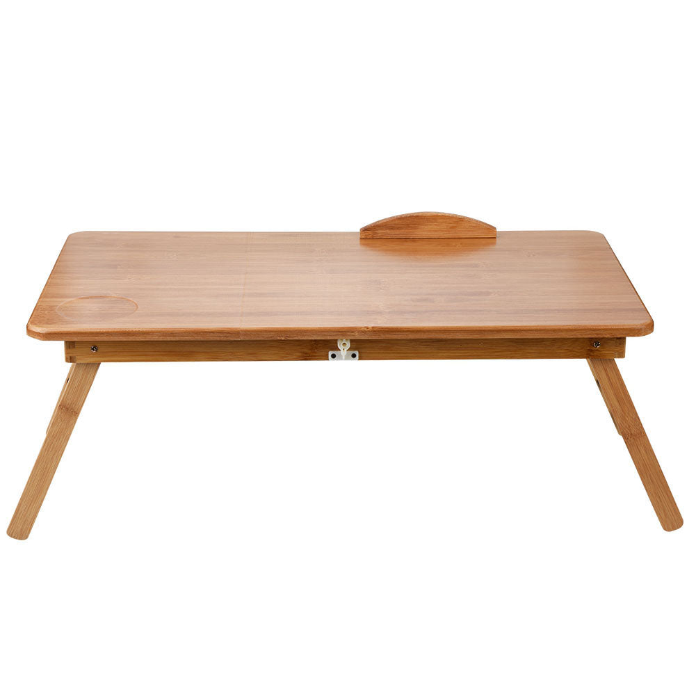 Bamboo folding laptop table, adjustable